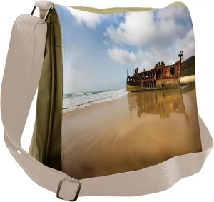 Ambesonne Beach Messenger Bag, Antique Rusty Ship Wreck, Unisex Cross-body
