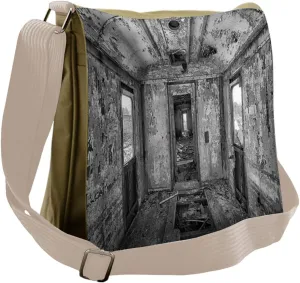 Ambesonne Black Messenger Bag, Antique Railway Wagon, Unisex Cross-body