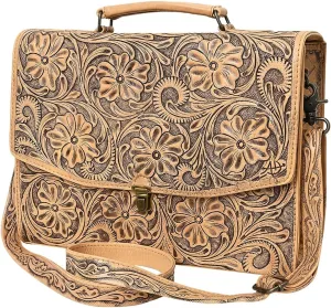 American Darling Briefcase Hand Tooled Genuine Leather Women Bag Western Handbag Purse