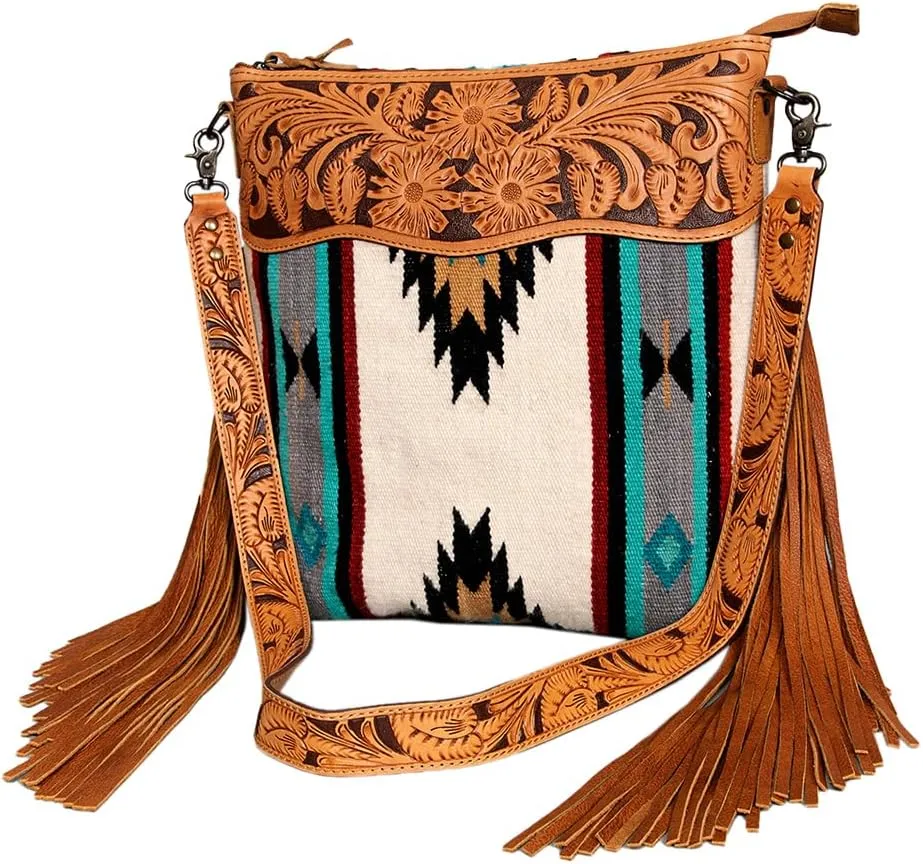 American Darling Large Crossbody Saddle Blanket Genuine Leather Western Women Bag Handbag Purse | Western Crossbody Bag | Travel Crossbody Bags | College Crossbody Bag | Casual Crossbody Bag