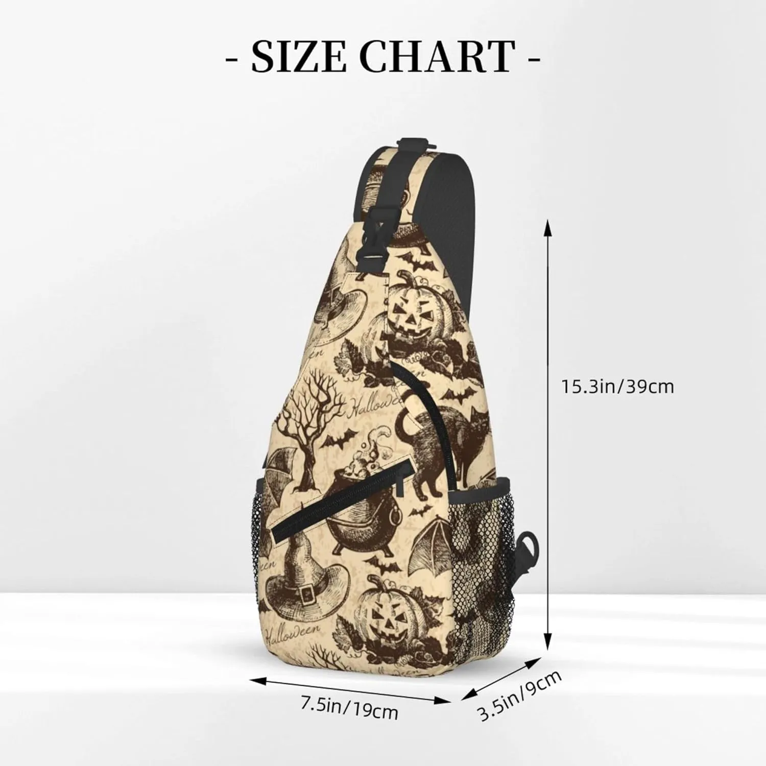 AMRANDOM Crossbody Sling Bag halloween decorations Black Cat Bat Pumpkin Skull Party Pattern Chest Bag Running for Men Women Workout Travelling