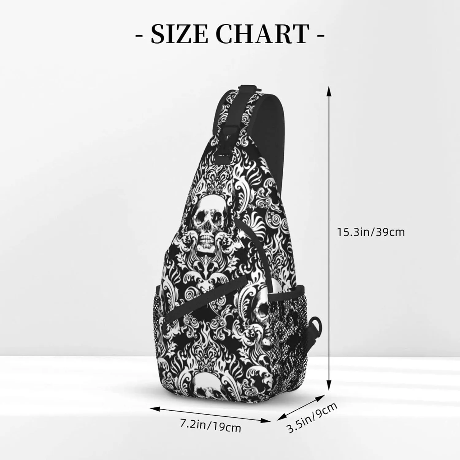 AMRANDOM Vintage Skull Sling Bag Lightweight Shoulder Chest Crossbody Bag Waterproof Outdoor Backpack Anti-Theft Crossbody Shoulder Bag Gym Bags