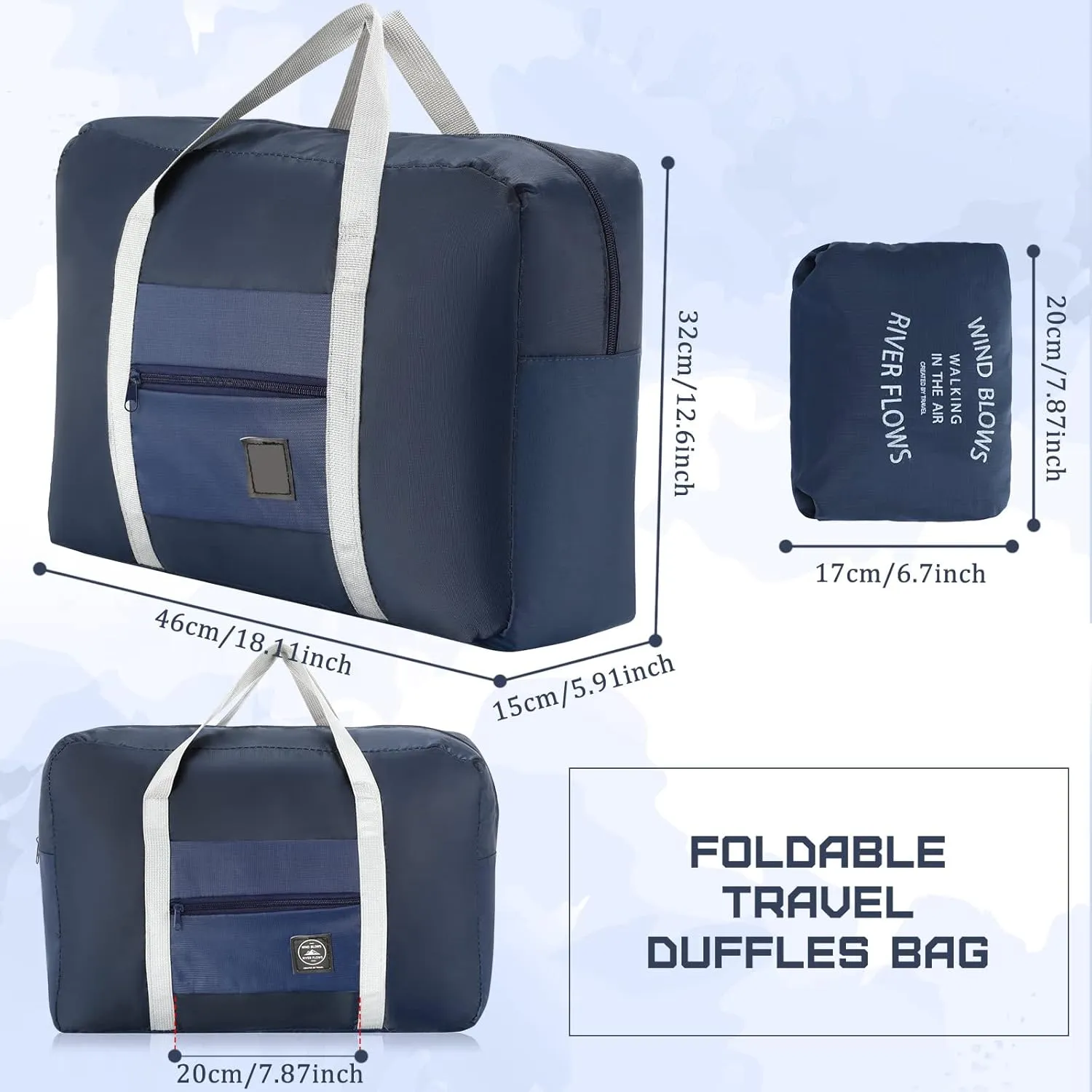 Amylove 12 Pcs Foldable Travel Bags Bulk Foldable Travel Duffel Bags Waterproof Lightweight Carry on for Sports Gym Weekender Outing Overnight(Navy Blue)