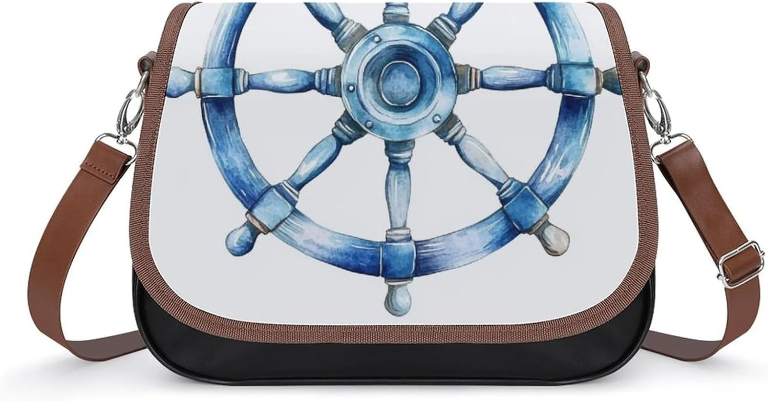 Ancient Compass Sign Crossbody Bag Leather Crossbody Bag