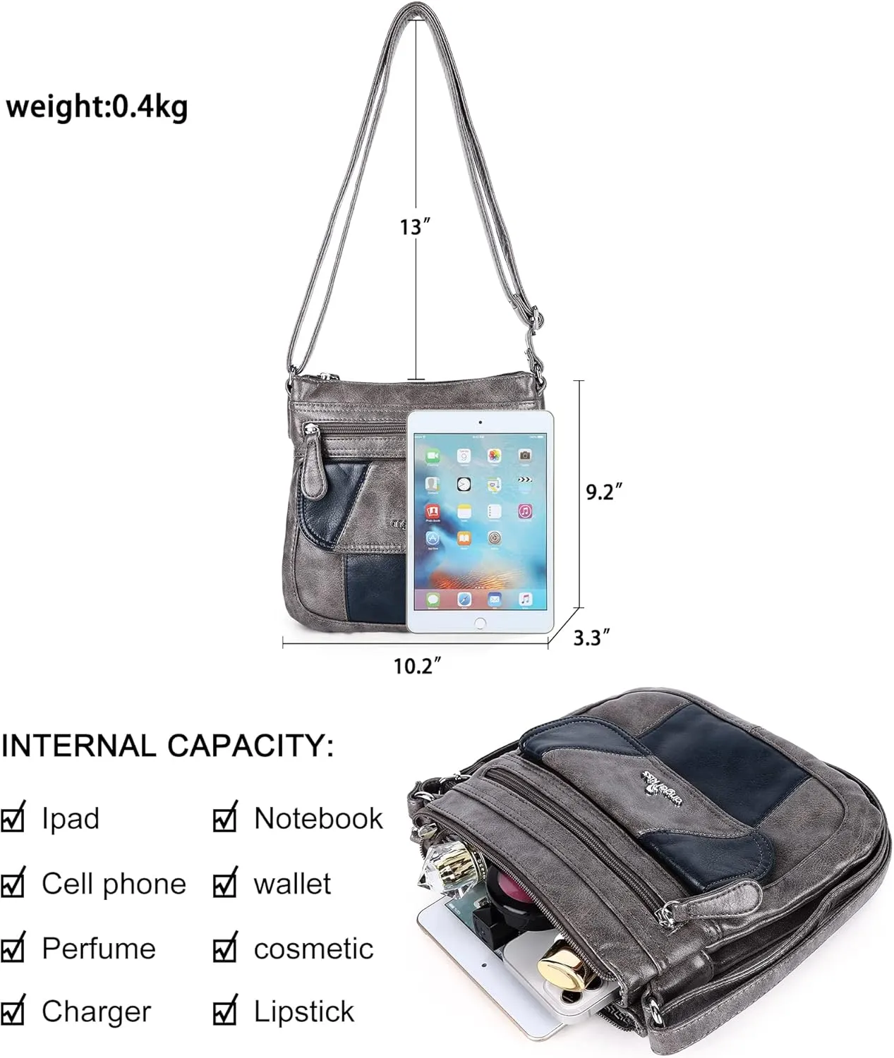 Angelkiss Small Womens Crossbody Bag Leather Shoulder Purse for Women Hobo Bag with Adjustable Shoulder Strap