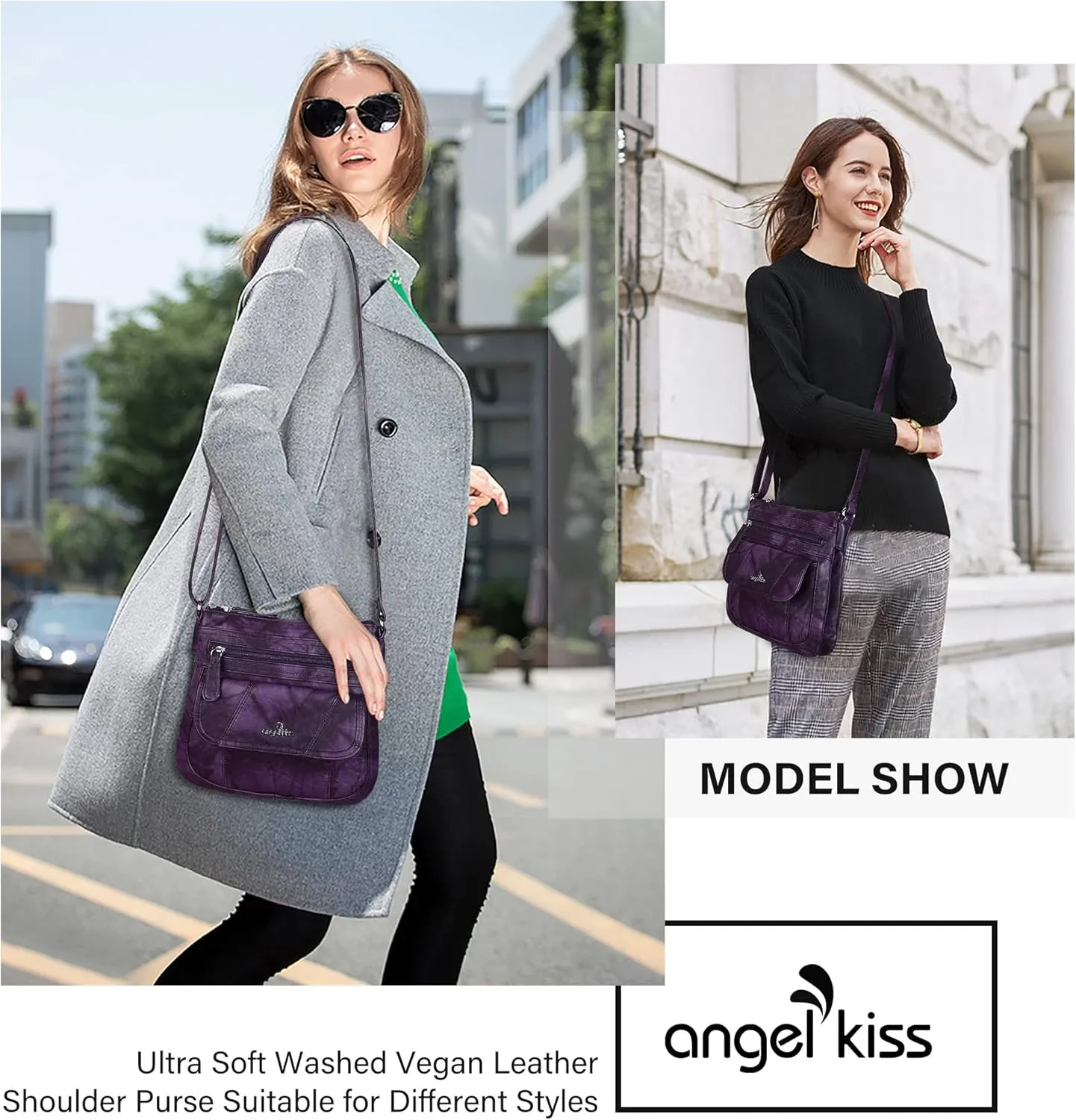 Angelkiss Small Womens Crossbody Bag Leather Shoulder Purse for Women Hobo Bag with Adjustable Shoulder Strap