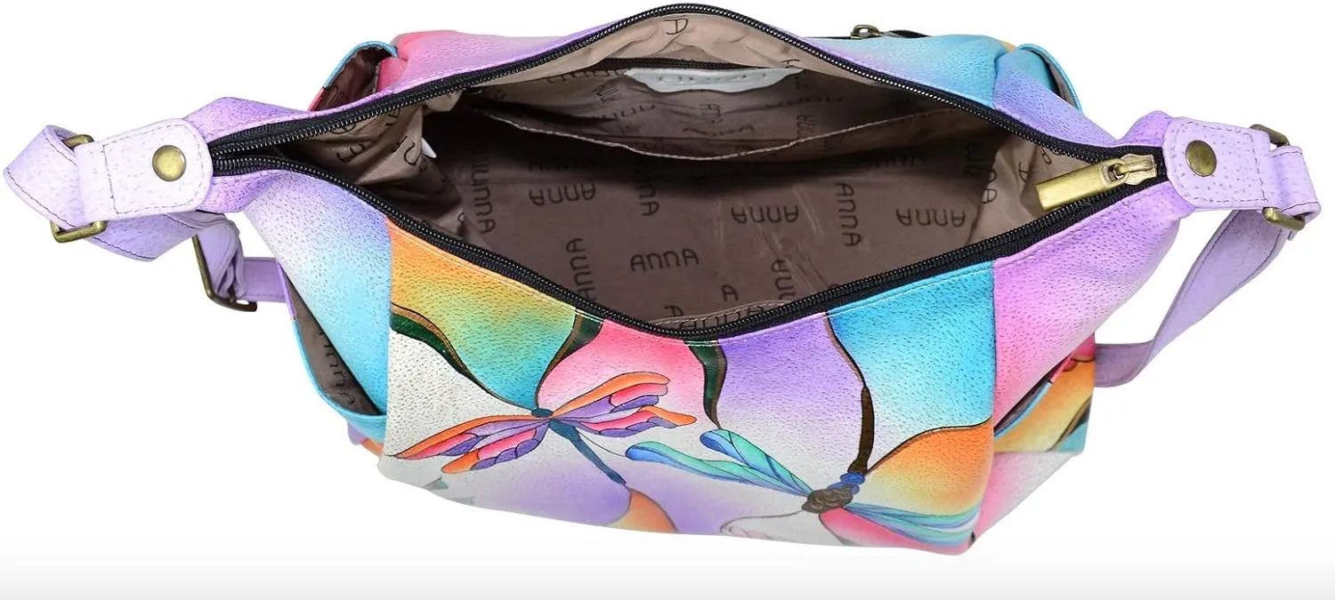 Anna By Anuschka Handpainted Large Multi Pocket Hobo
