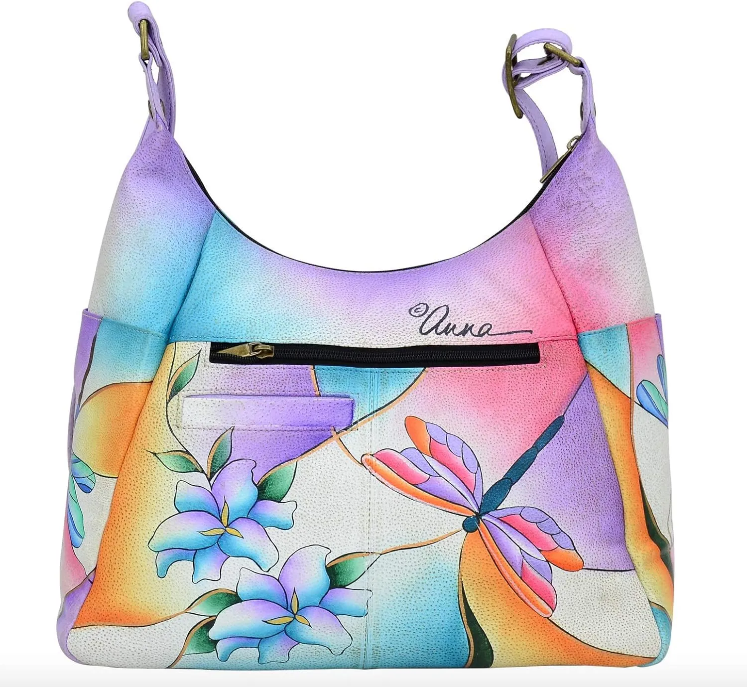 Anna By Anuschka Handpainted Large Multi Pocket Hobo