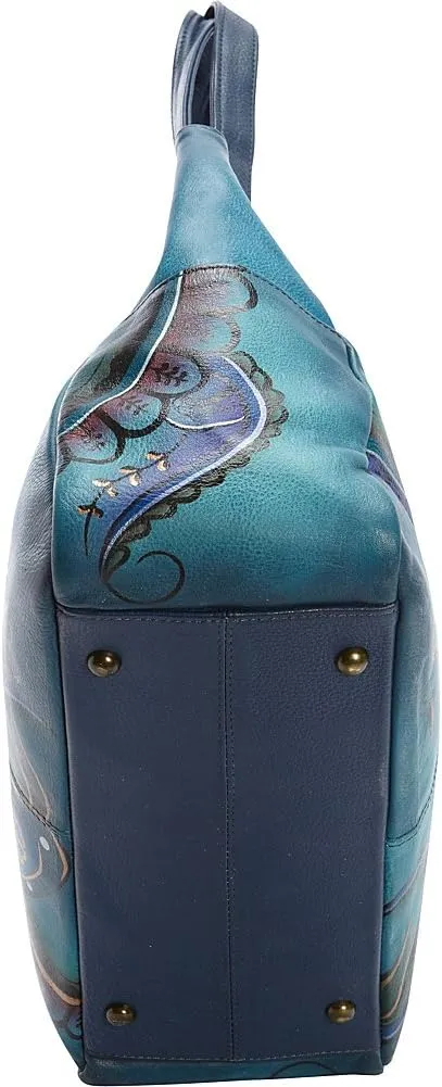 Anna by Anuschka Women's Genuine Leather Shoulder Bag - Hand Painted Original Artwork Exterior