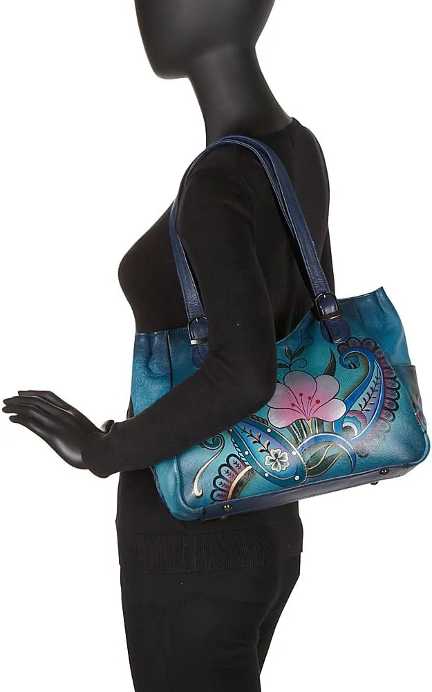 Anna by Anuschka Women's Genuine Leather Shoulder Bag - Hand Painted Original Artwork Exterior
