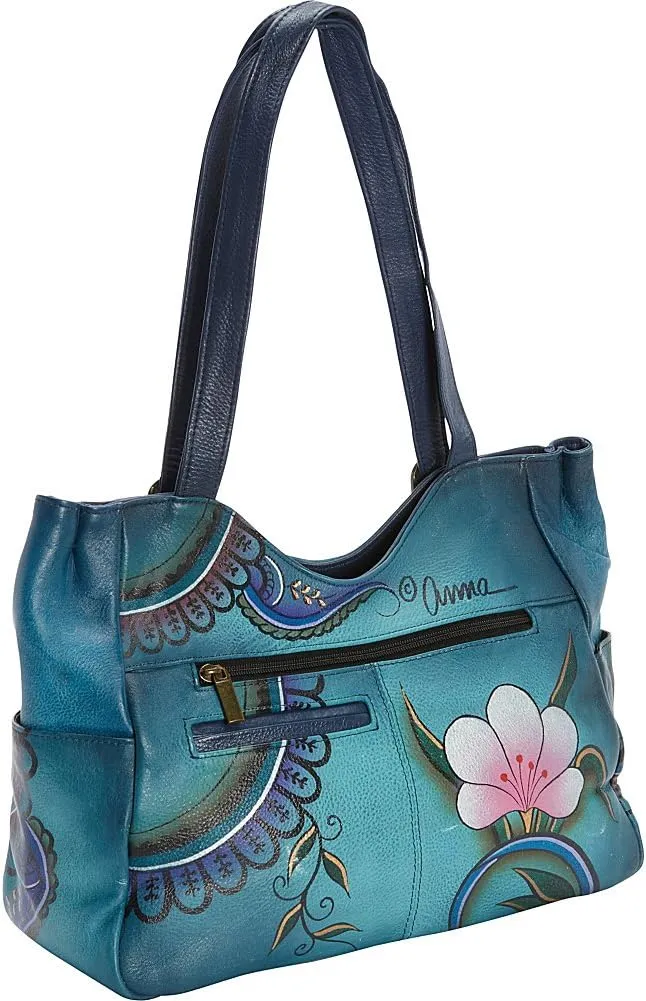 Anna by Anuschka Women's Genuine Leather Shoulder Bag - Hand Painted Original Artwork Exterior