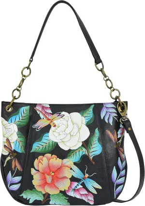 Anna by Anuschka Women's Original Hand-Painted Leather Medium Shoulder Bag
