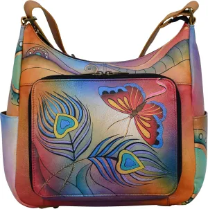 Anna by Anuschka Womens Zip-top Multi-compartment Tall Organizer Genuine Leather