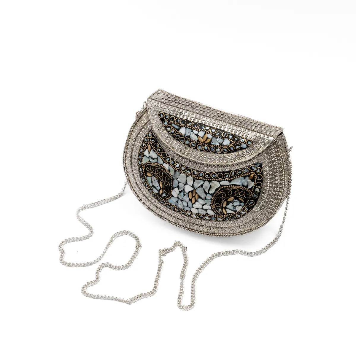 Antique Silver Stone Clutch