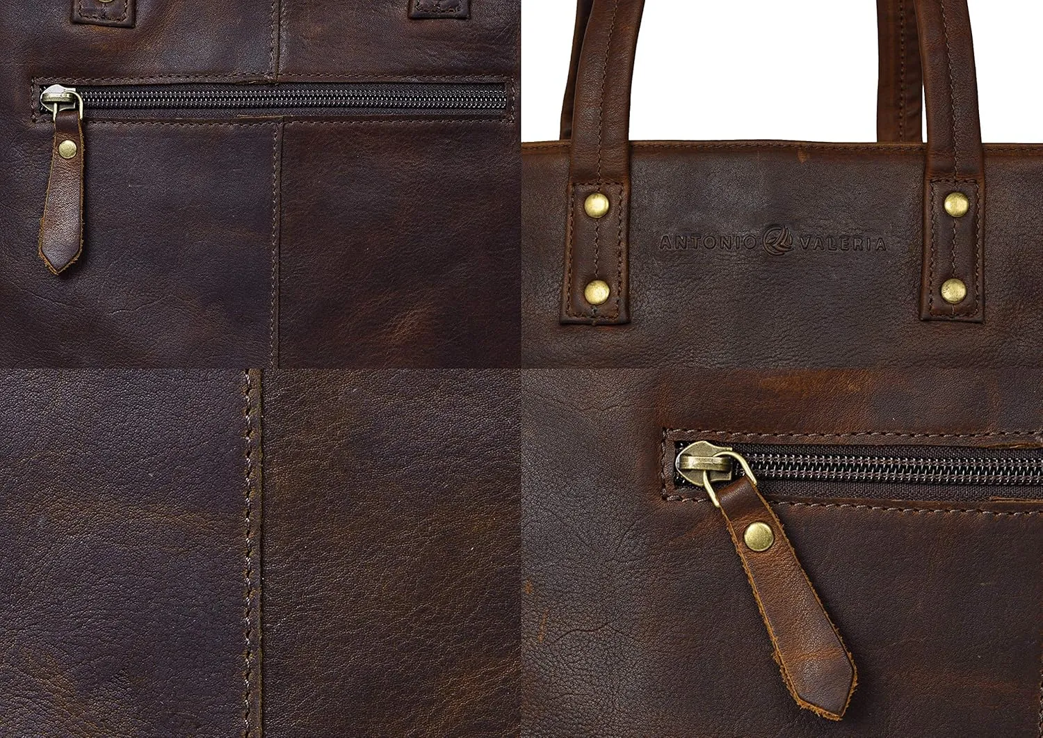 ANTONIO VALERIA Ava Leather Tote/Top Handle Shoulder Bag for Women