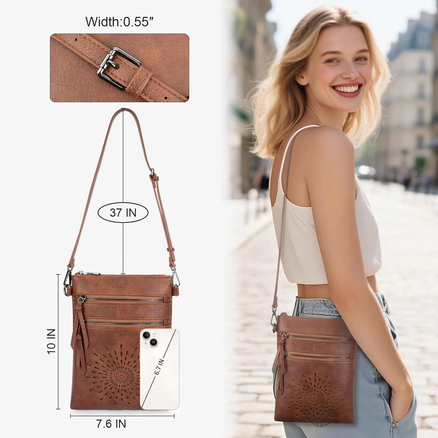 APHISON Crossbody purse for Women, Vegan Leather Sunflower Crossbody Phone Handbags with Adjustable Strap