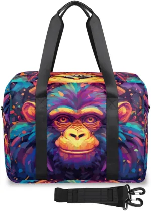 Art Animal Monkey Apes Womens Travel Bags, Weekender Carry on for Women, Sports Gym Bag, Workout Duffel bag, Overnight Shoulder Bag