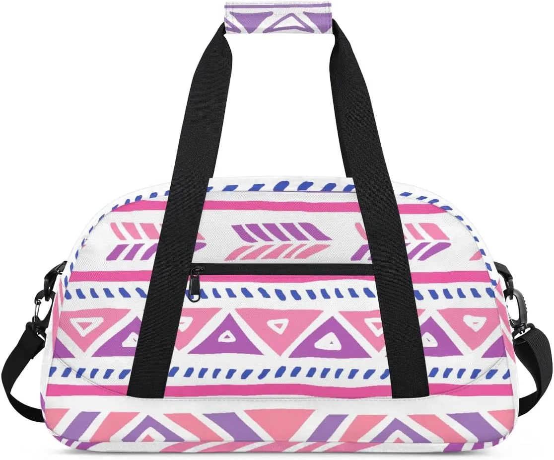 Art Aztec Design Gym Bag Sports Duffle Bag Weekend Sleepover Duffel Bags Small Travel Tote for Overnight Workout Gymnastics Dance Ballet