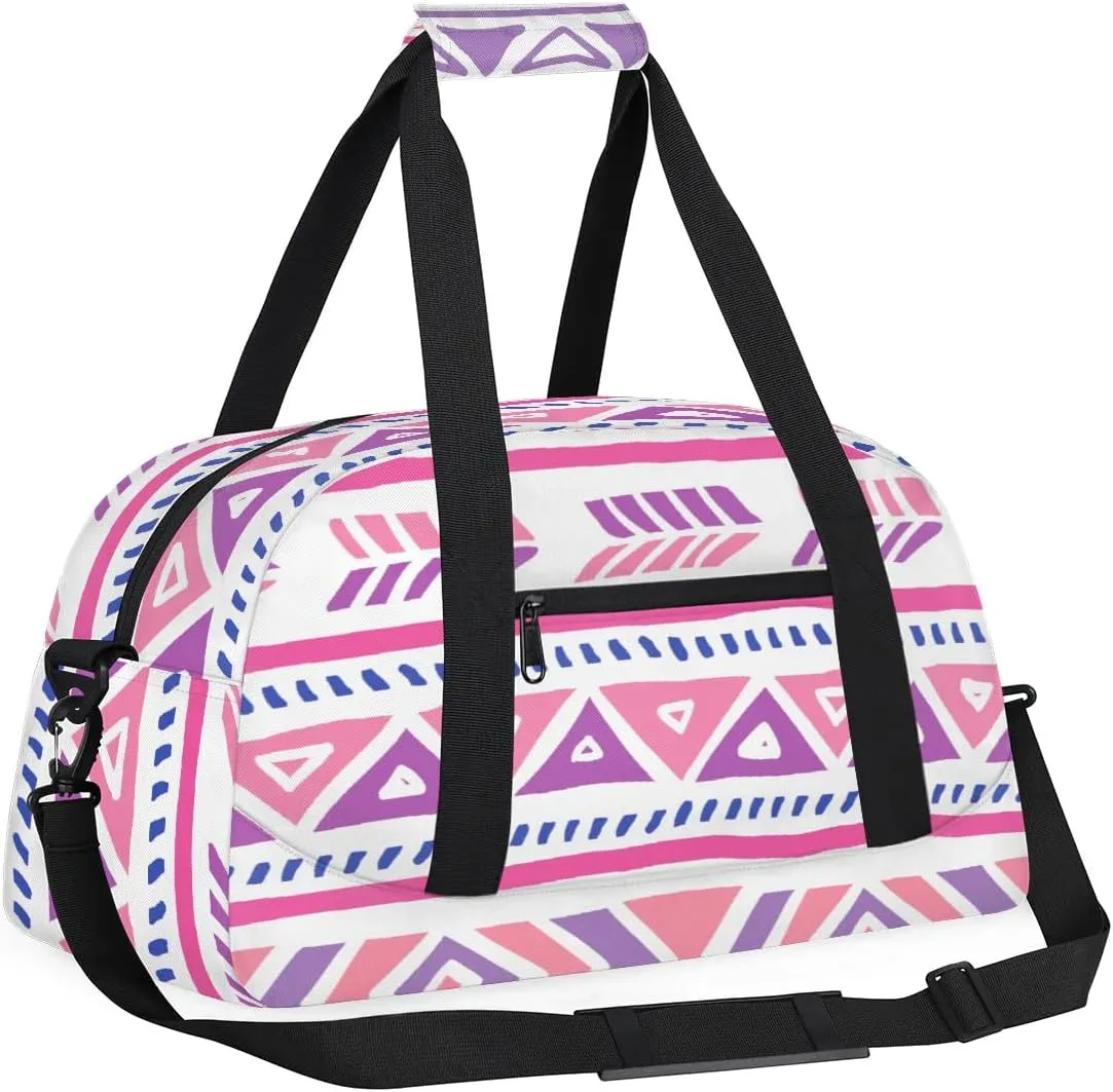 Art Aztec Design Gym Bag Sports Duffle Bag Weekend Sleepover Duffel Bags Small Travel Tote for Overnight Workout Gymnastics Dance Ballet