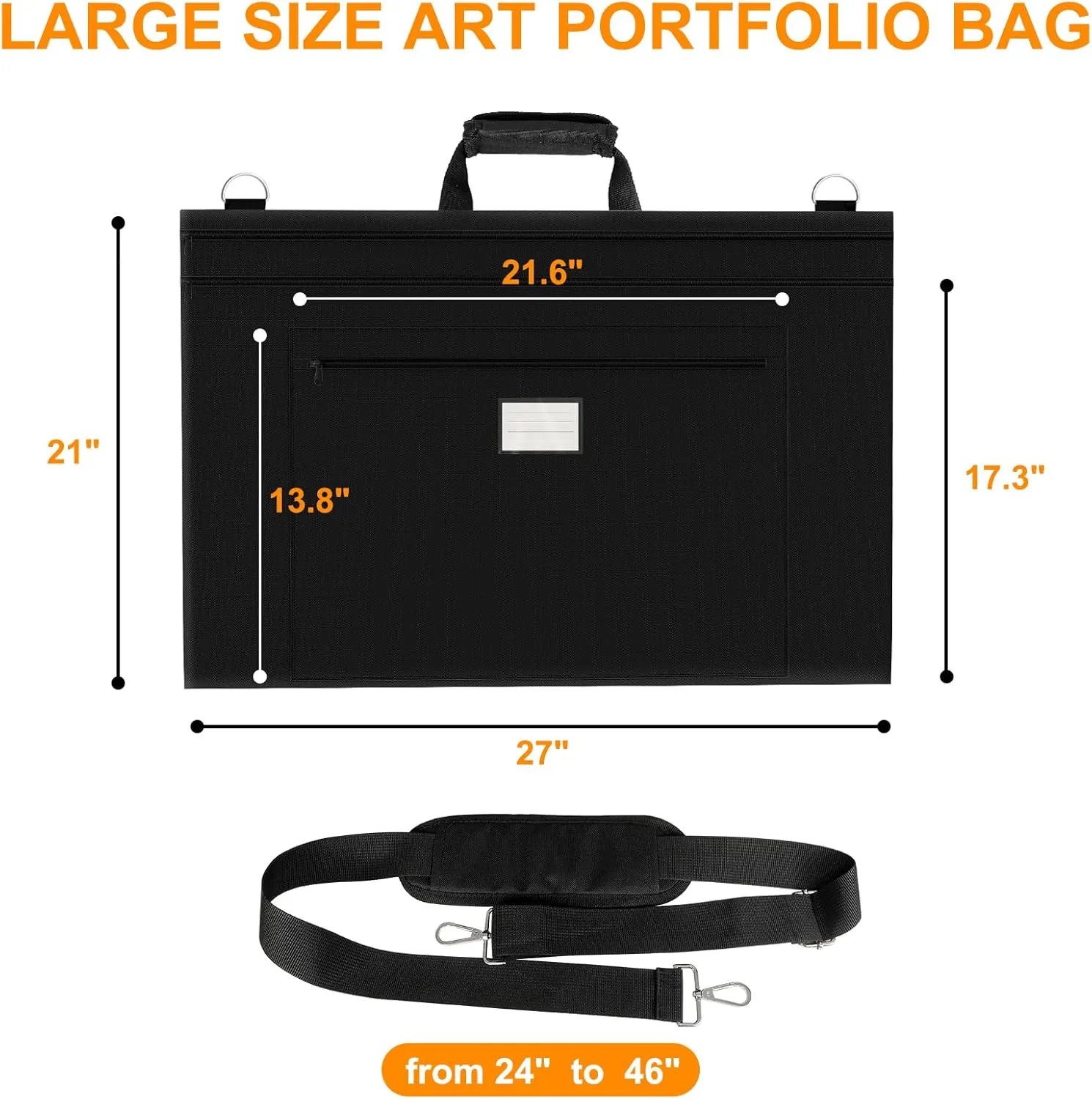 Art Portfolio Bag,20 * 26inch Art Portfolio Case Organizer Tote,With Detachable Shoulder Strap,for Artwork Poster Painting and Drawing