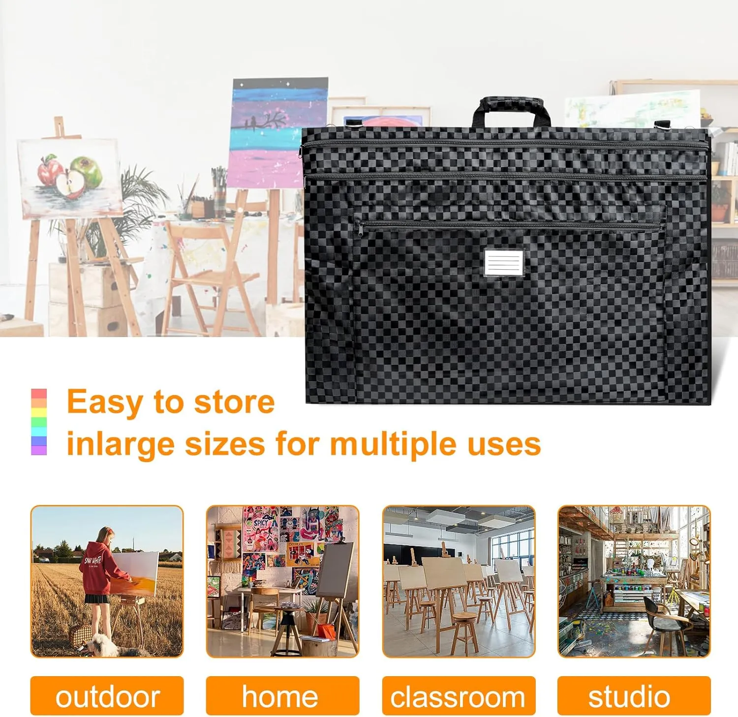 Art Portfolio Bag,24 * 36 inch Art Canvas Portfolio Case Organizer Tote,With Detachable Shoulder Strap,for Artwork Poster Painting and Drawing