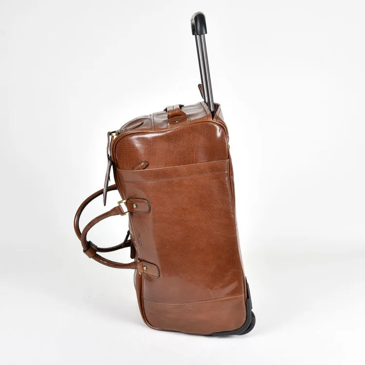 Ashwood Chelsea Albert Wheeled Chestnut Leather Travel Holdall
