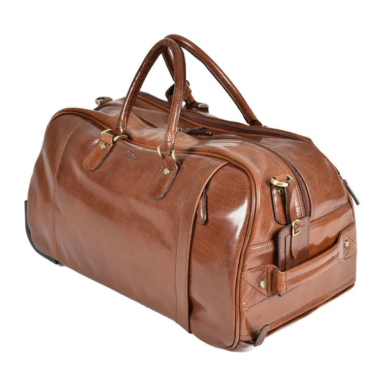 Ashwood Chelsea Albert Wheeled Chestnut Leather Travel Holdall