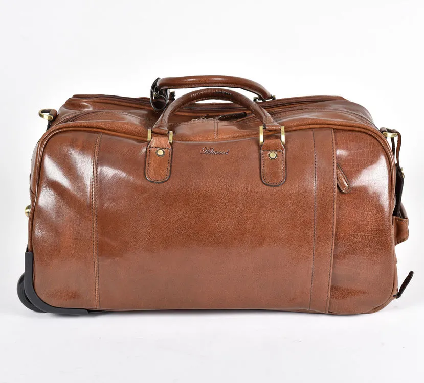 Ashwood Chelsea Albert Wheeled Chestnut Leather Travel Holdall