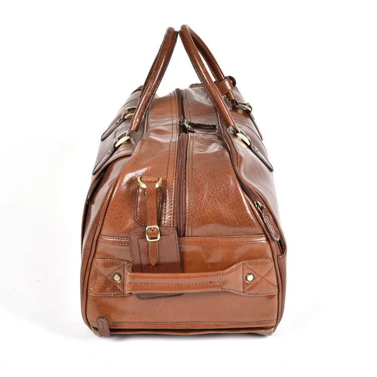 Ashwood Chelsea Albert Wheeled Chestnut Leather Travel Holdall
