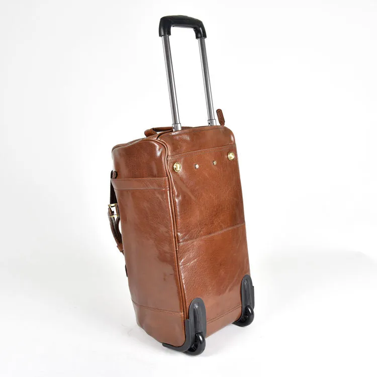 Ashwood Chelsea Albert Wheeled Chestnut Leather Travel Holdall