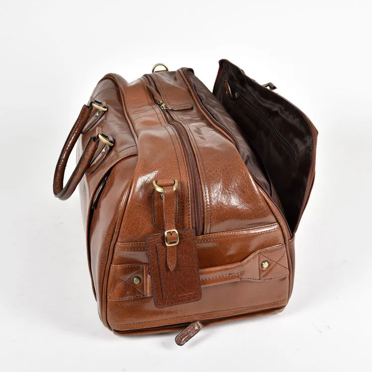Ashwood Chelsea Albert Wheeled Chestnut Leather Travel Holdall