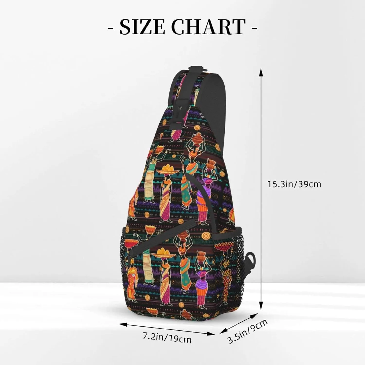 ASYG African Art Sling Bag Cute Crossbody Chest Daypack Casual Backpack African Shoulder Bag For Travel Picnic