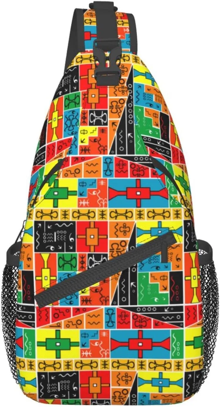 ASYG African Art Sling Bag Cute Crossbody Chest Daypack Casual Backpack African Shoulder Bag For Travel Picnic