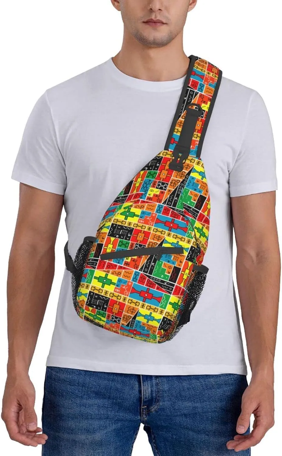 ASYG African Art Sling Bag Cute Crossbody Chest Daypack Casual Backpack African Shoulder Bag For Travel Picnic