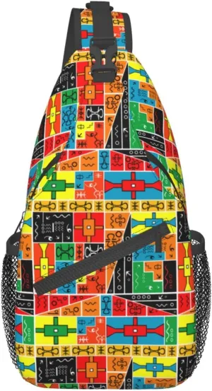ASYG African Art Sling Bag Cute Crossbody Chest Daypack Casual Backpack African Shoulder Bag For Travel Picnic