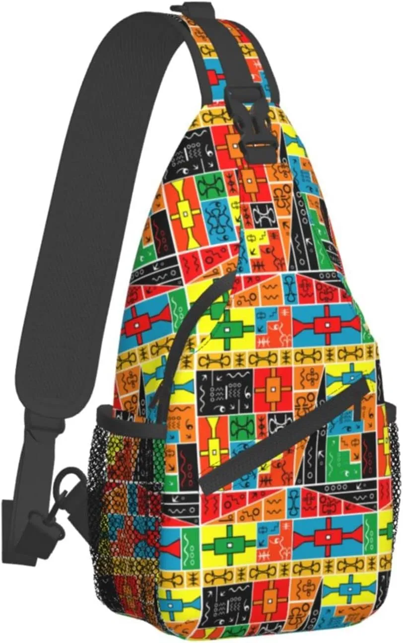 ASYG African Art Sling Bag Cute Crossbody Chest Daypack Casual Backpack African Shoulder Bag For Travel Picnic