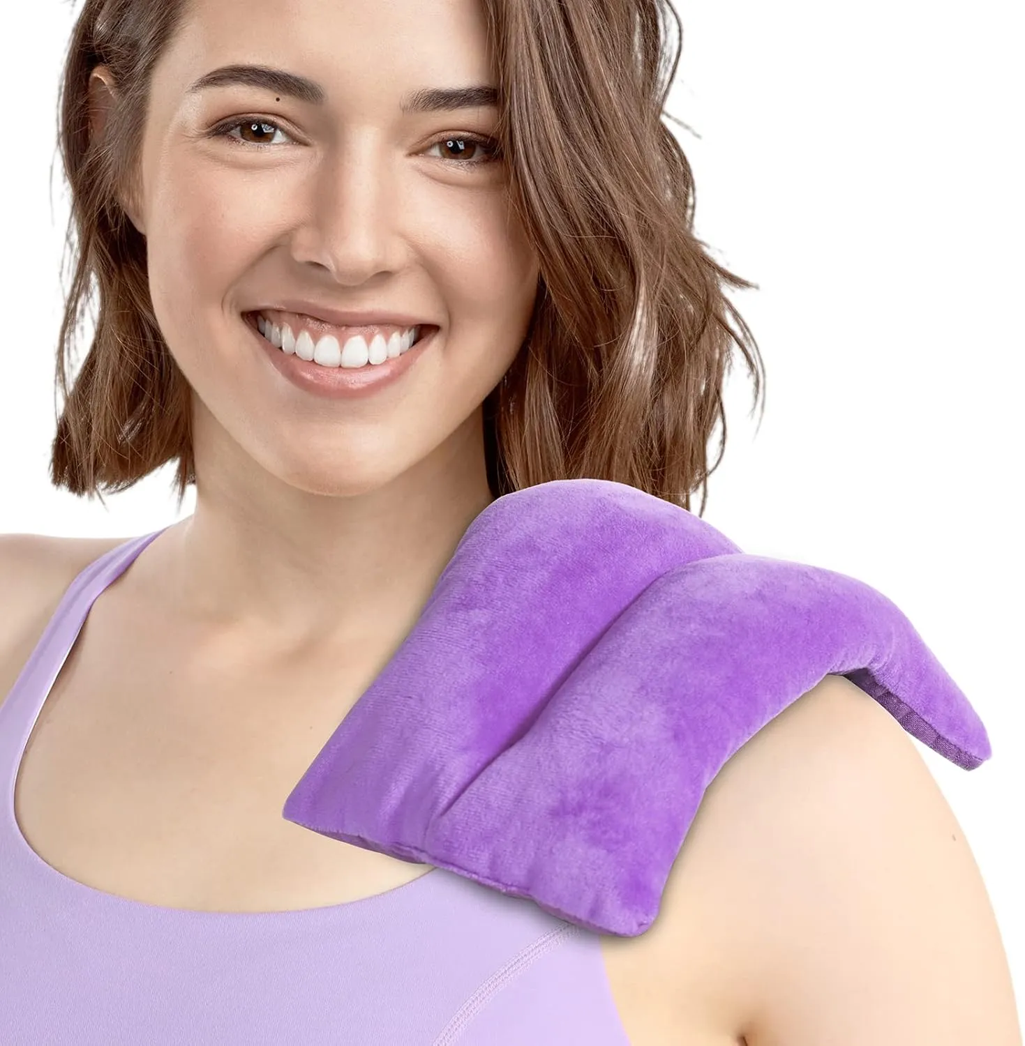 Atsuwell Microwave Heating Pad, 6 x 11 Heating Pad Microwavable for Cramps, Stomach, Knee, Muscle, Joints, Moist Rice Heaing Pad for Warm Compress, Purple
