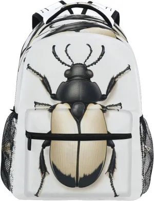 Backpack for Teens Boys Girls Waterproof Travel Laptop Backpack with Chest Strap for Business Work College Travel Trip Art Hylobatidae White