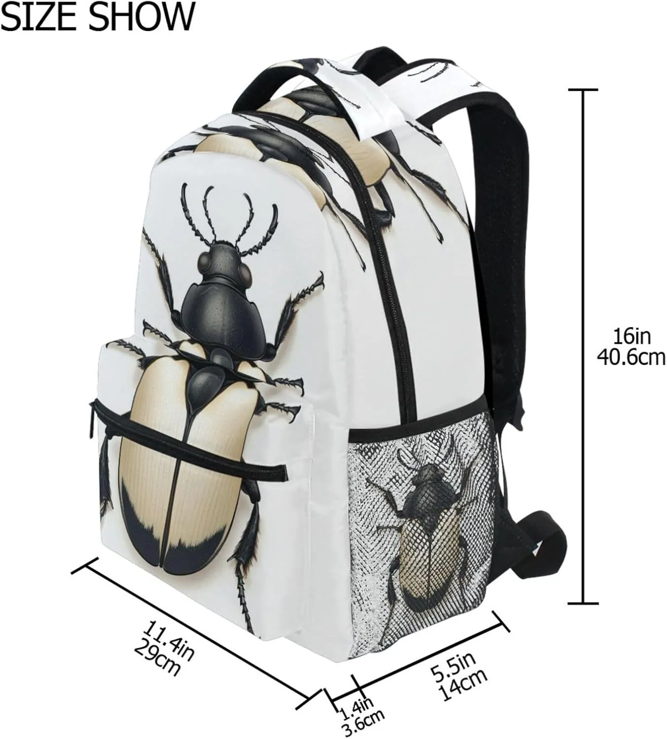 Backpack for Teens Boys Girls Waterproof Travel Laptop Backpack with Chest Strap for Business Work College Travel Trip Art Hylobatidae White