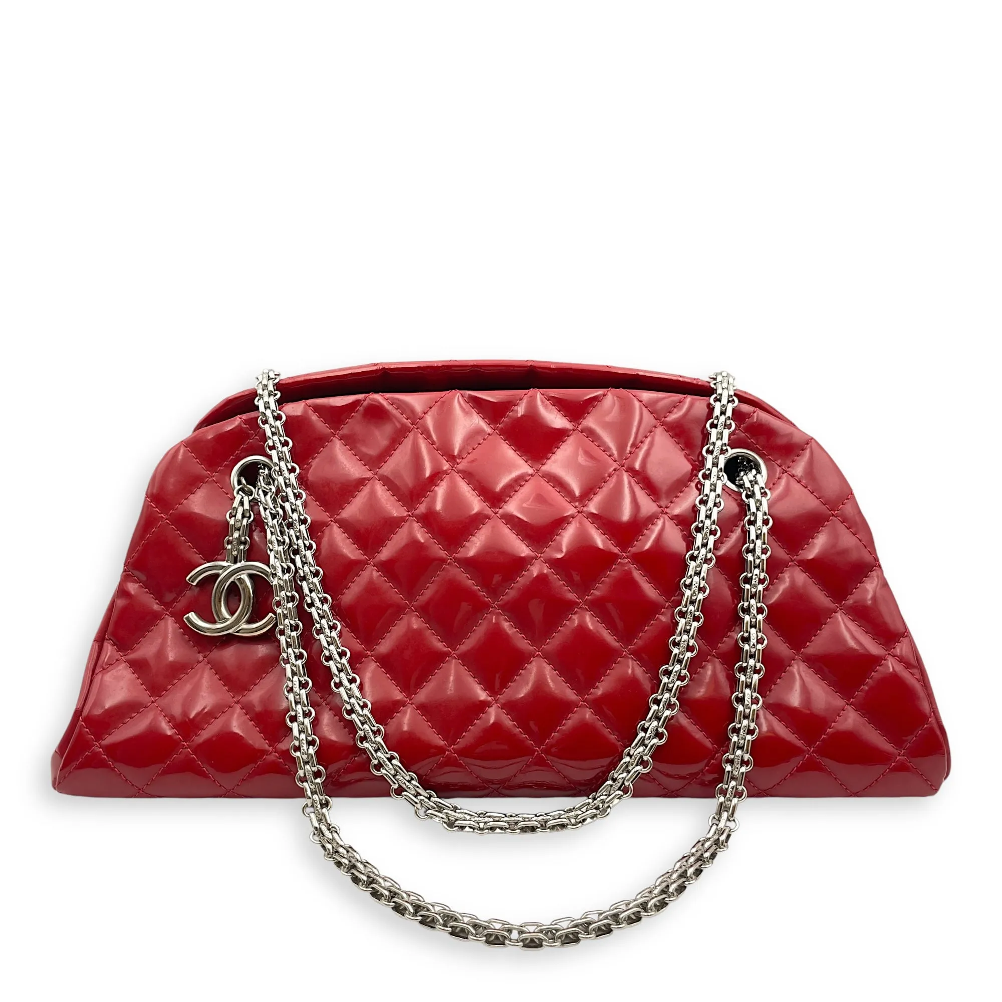 Bag Bowler Red Patent Silver Leather, Effective communication Shoulder in Mademoiselle Urgent clearance hardware