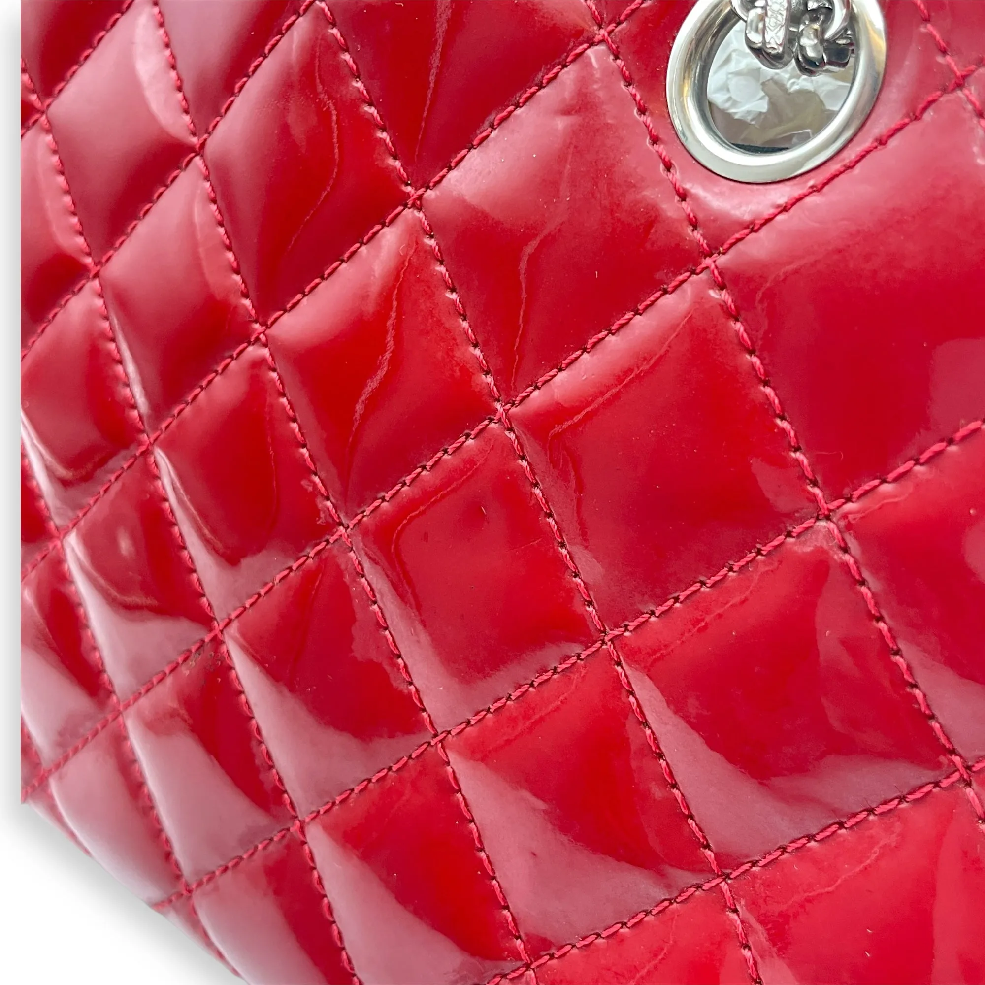 Bag Bowler Red Patent Silver Leather, Effective communication Shoulder in Mademoiselle Urgent clearance hardware