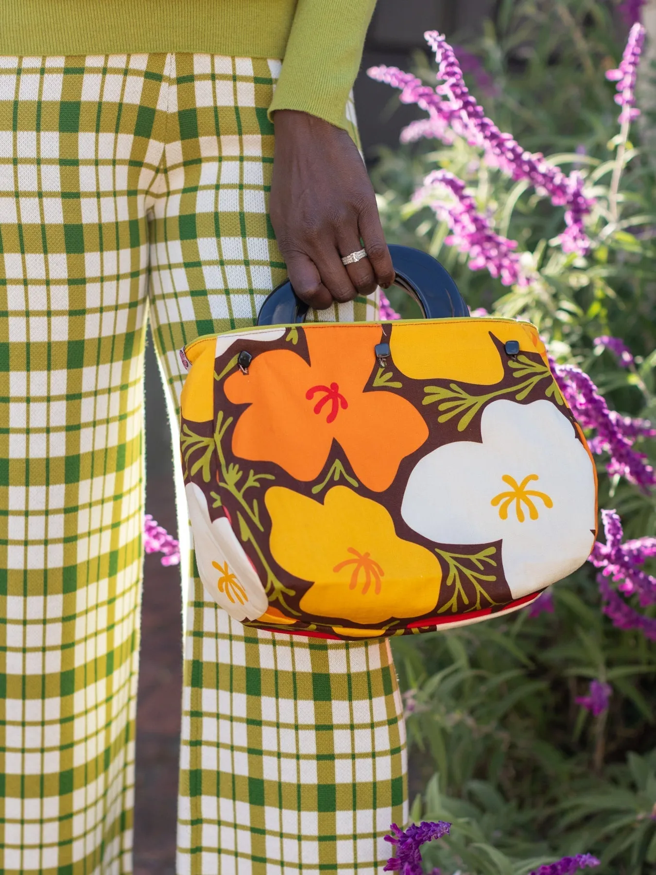 BAG COVER California Poppy & Brown Suede