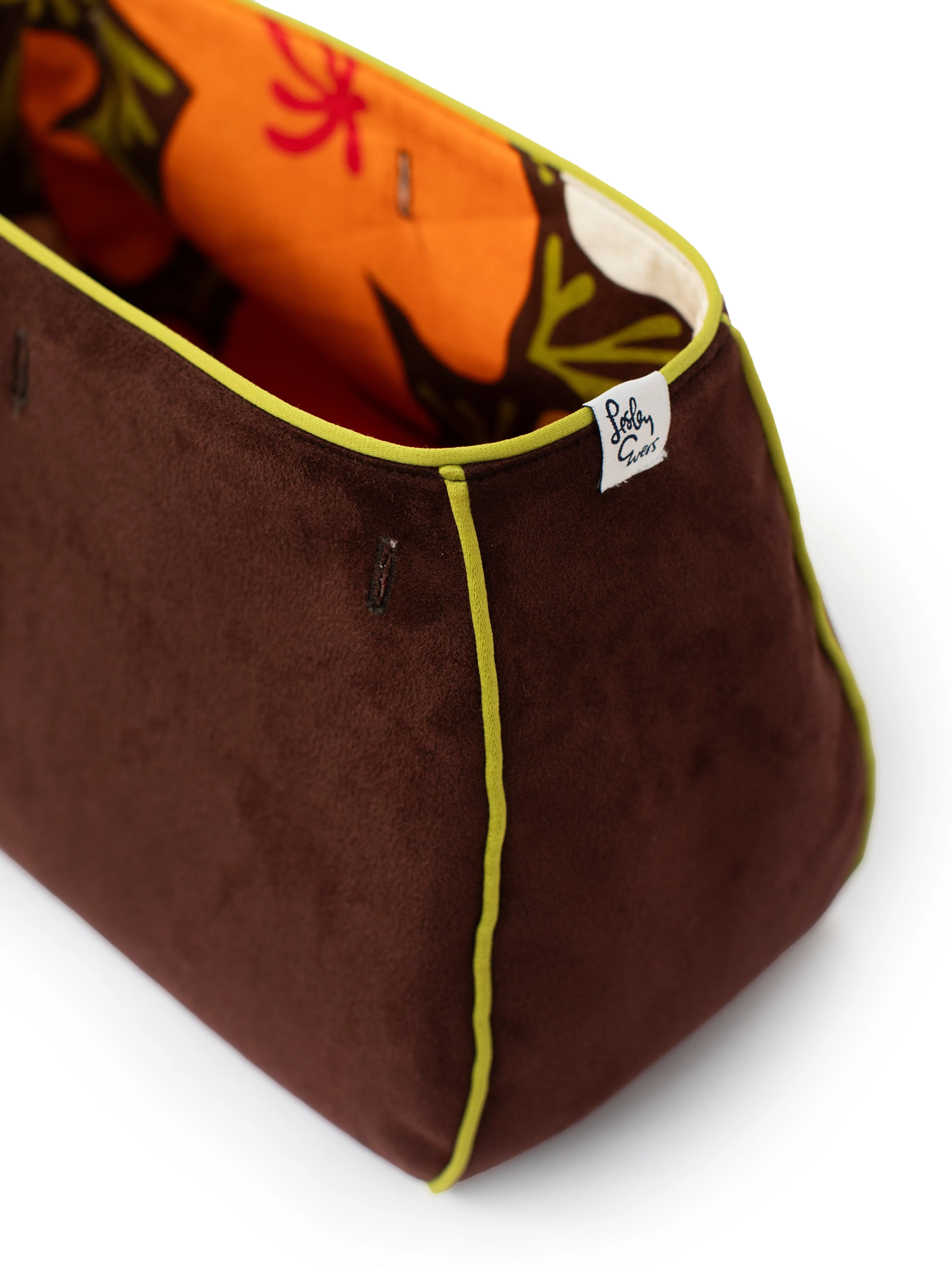 BAG COVER California Poppy & Brown Suede