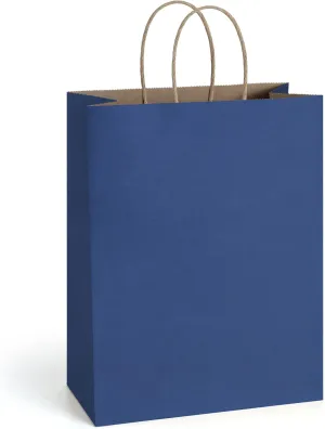 BagDream Gift Bags 50 Pack 10x5x13 Navy Blue Kraft Paper Bags Gift Bags with Handles, Retail Merchandise Bags Wedding Party Favor Bags Bulk Recycled Shopping Paper Bags Sacks