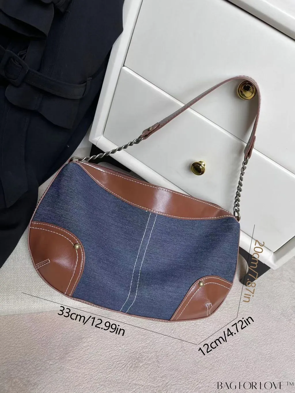 BagForLove - Stylish Denim Armpit Bag with Vibrant Contrast Color