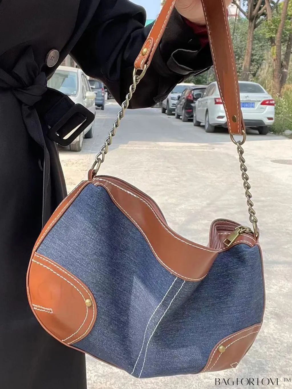 BagForLove - Stylish Denim Armpit Bag with Vibrant Contrast Color