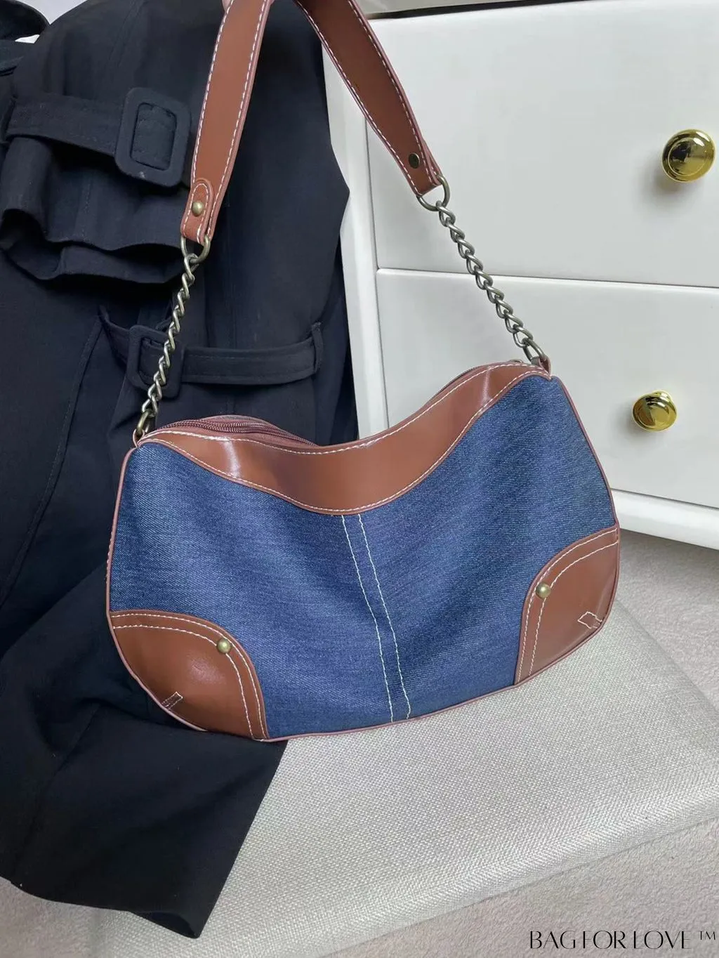 BagForLove - Stylish Denim Armpit Bag with Vibrant Contrast Color