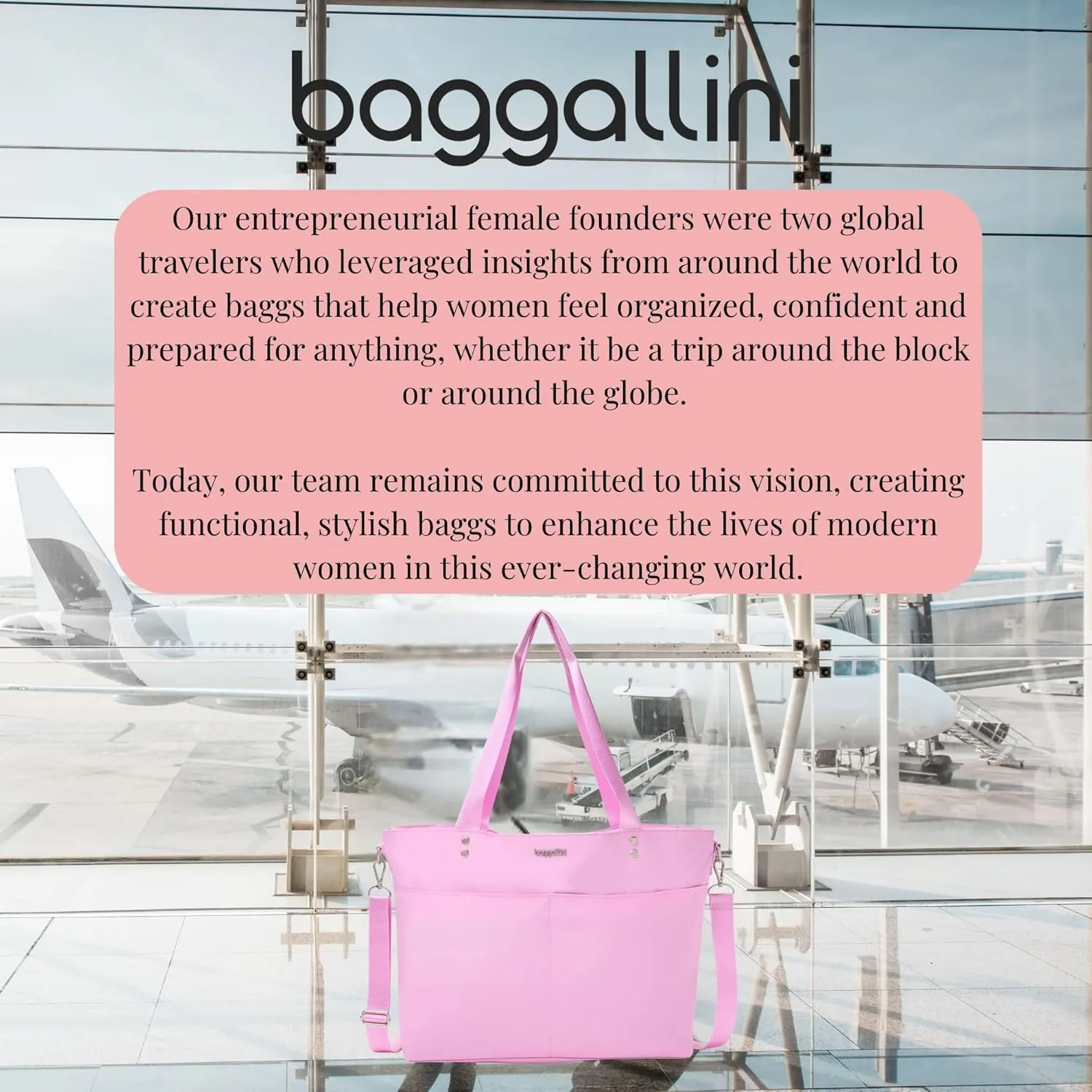 Baggallini Carryall Laptop Tote-Medium 12x19 Inch Travel Crossbody Shoulder Bag
