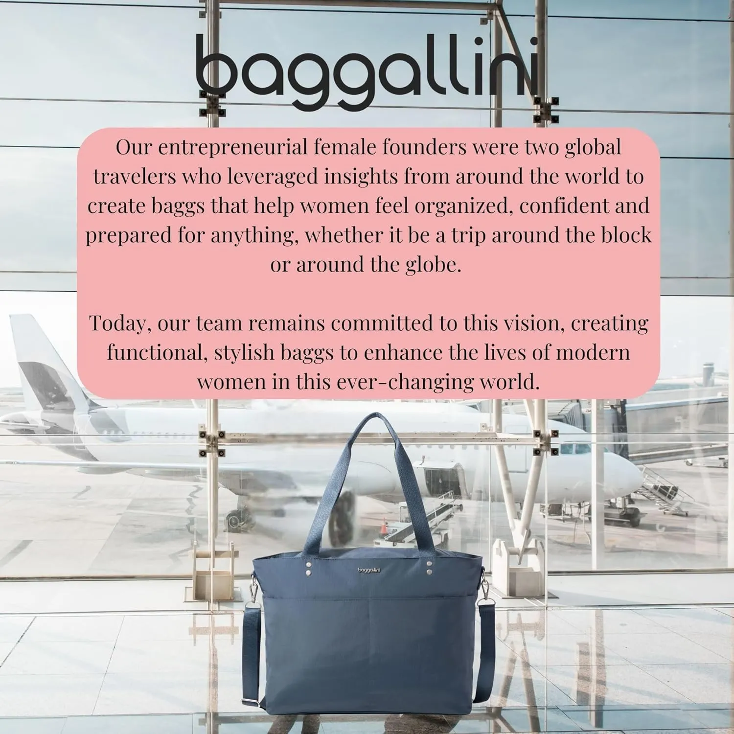 Baggallini Carryall Laptop Tote-Medium 12x19 Inch Travel Crossbody Shoulder Bag