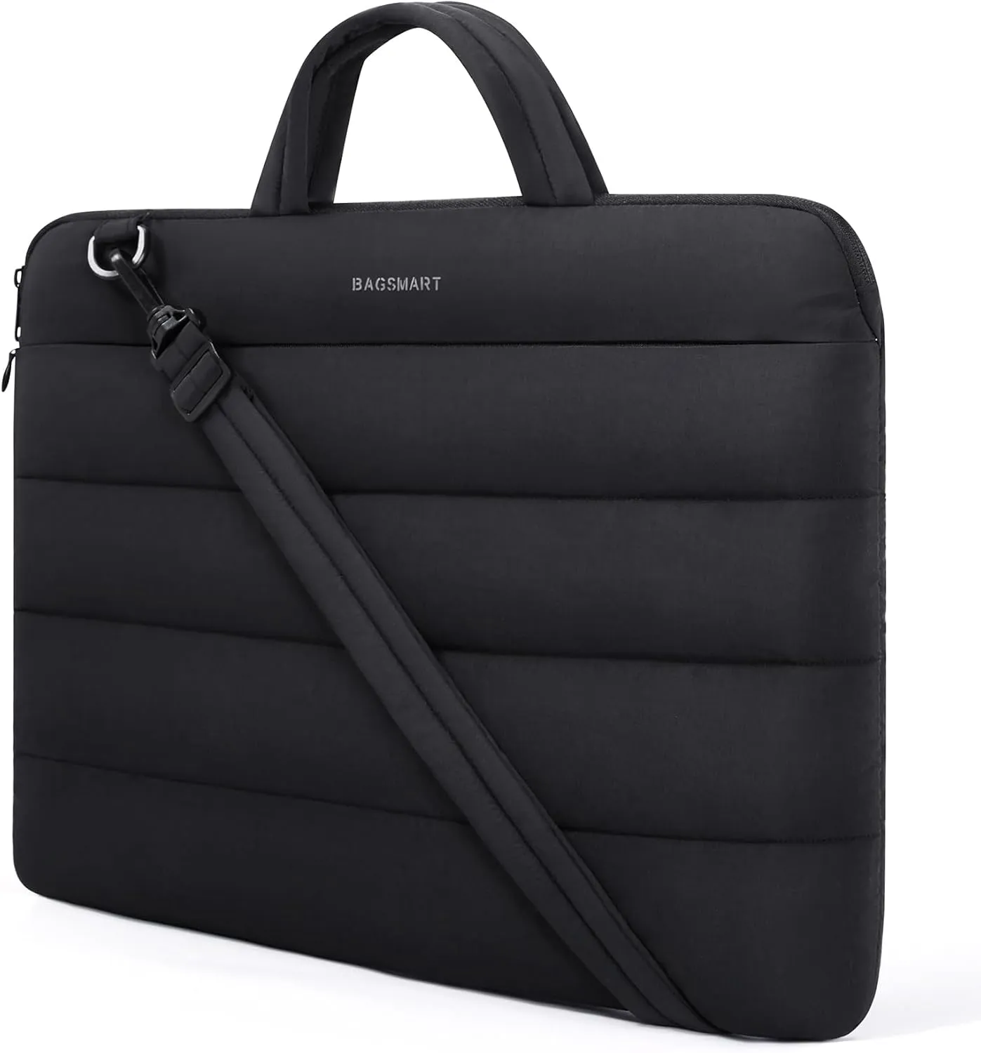 BAGSMART 15-16 inch Laptop Sleeve Bag with Strap, Puffy Padded Laptop Case with Pocket, Portable Macbook Air/Pro 13 inch Case for Women, Repellent Protective Sleeve Fitted with Dell, HP, Black